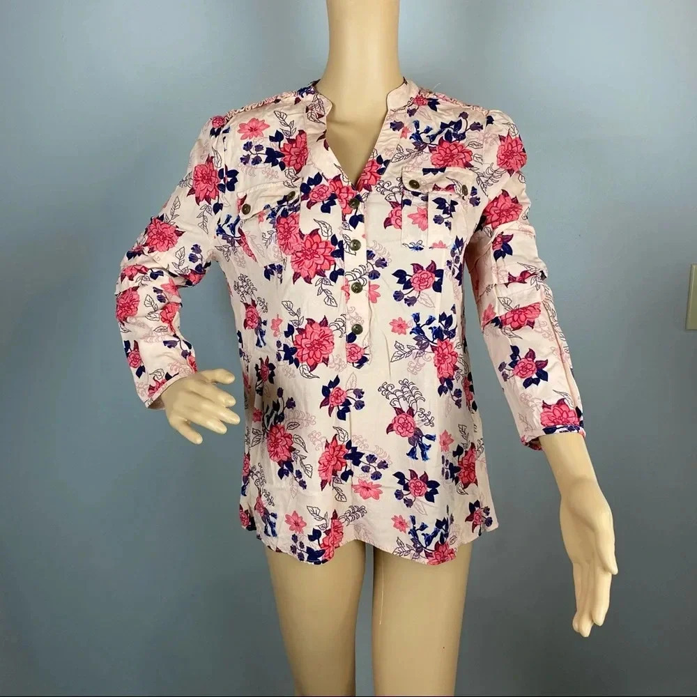 Matilda Jane Livery Mille Blouse Tunic Top women's Medium Pink Floral - Picture 2 of 8